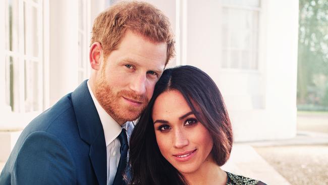 Prince Harry and Meghan Markle pose for their official engagement photo. Picture: Getty