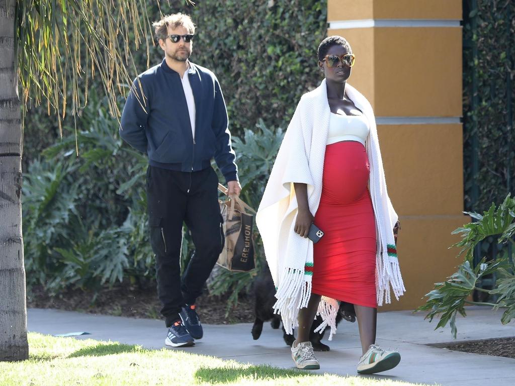 Jodie Turner-Smith and Joshua Jackson walk their dogs in LA. Picture: LESE/BAM / BACKGRID