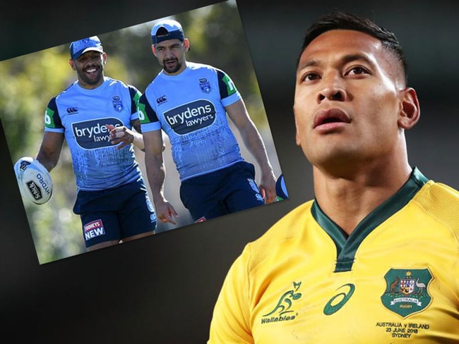 Artwork of Josh Addo-Carr, Cody Walker and Israel Folau for Wally comment piece