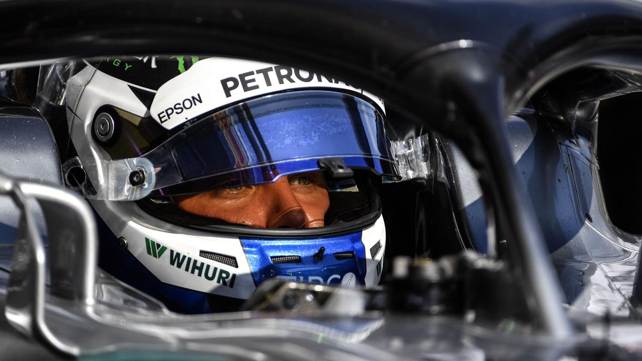 Mercedes' Finnish driver Valtteri Bottas gets ready for qualifying.