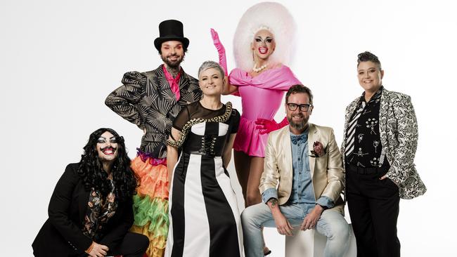 DJ Crockey and Miss Lady Saint Diva (back row), Wild King Quinn, Natalia Napper, Corey Baden and Zo Wilson (front row). Photo: Kate Whatman