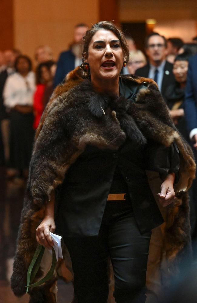 Australian politician, Senator Lidia Thorpe heckles King Charles III during the ceremonial welcome and Parliamentary reception at the Australian Parliament House. Picture: Getty