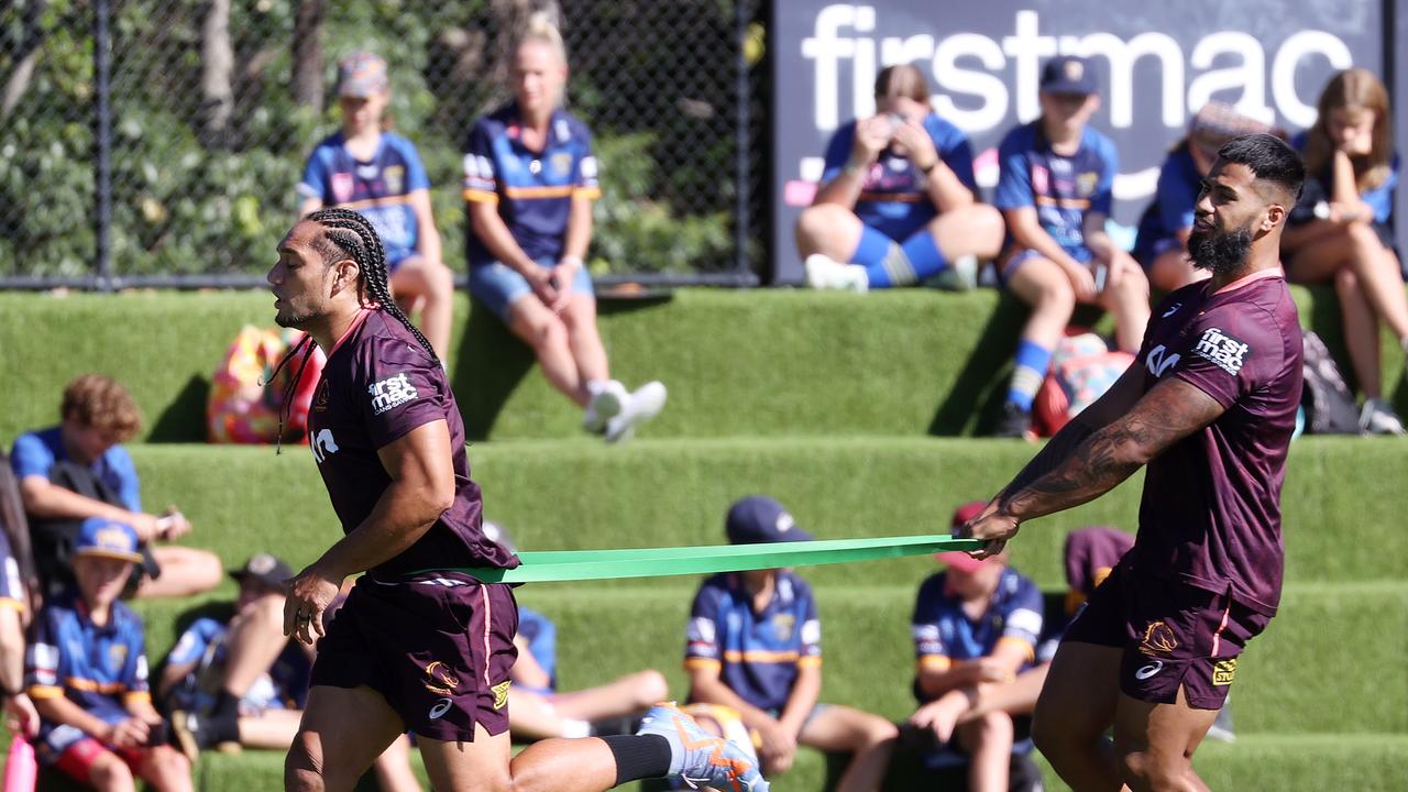 (L-R) Martin Taupau and Payne Haas. Picture: Liam Kidston