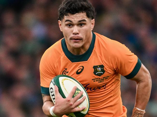 Noah Lolesio in action for the Wallabies, late 2024. Picture: Ramsey Cardy/Sportsfile via Getty Images