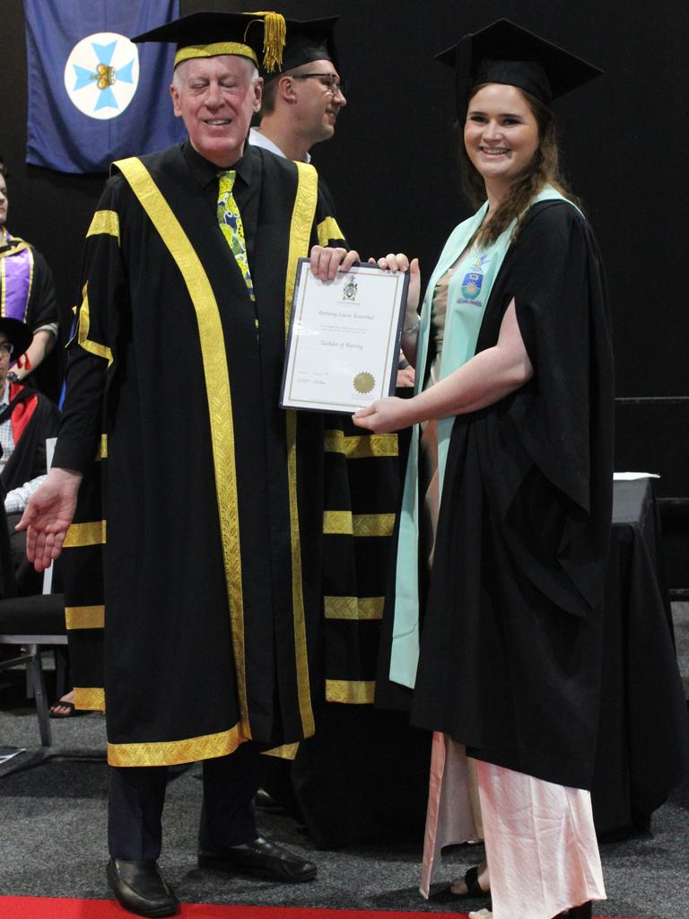 Brittany Rosenthal graduated with a Bachelor of Nursing at the CQUniversity graduation ceremony in Bundaberg on December 14, 2023.