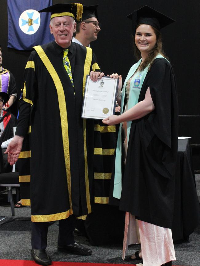 Brittany Rosenthal graduated with a Bachelor of Nursing at the CQUniversity graduation ceremony in Bundaberg on December 14, 2023.