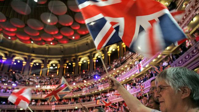 Revellers wave Union Flags at the Last Night of the Proms, the conclusion of the BBCs annual classical music season, held at the Royal Albert Hall in London.