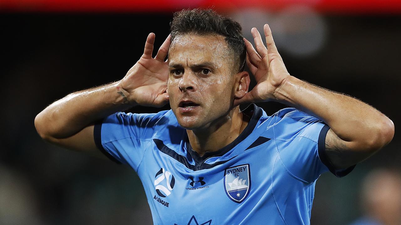 Sydney FC’s Brazilian striker Bobo celebrates scoring a goal. Picture: Mark Metcalfe / Getty Images