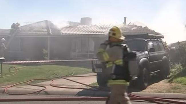 A southern suburbs family home in Adelaide was gutted after a fire broke out due to a faulty solar panel switch. Picture: 7NEWS