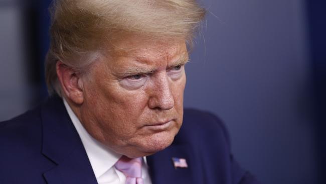 President Donald Trump speaks during a coronavirus task force briefing at the White House, overnight.