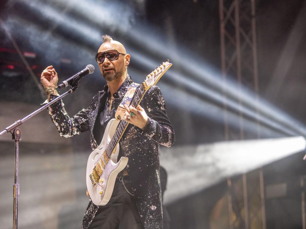 Brian Canham from Pseudo Echo performs at the Toowoomba Carnival of Flowers Festival of Food and Wine. Saturday, September 10, 2022. Picture: Nev Madsen.