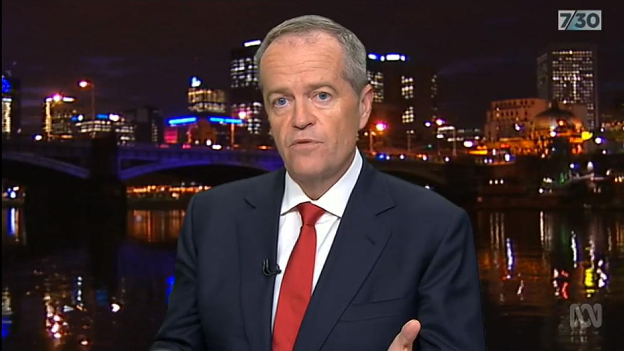 Leigh Sales interviewing Bill Shorten on 7.30. Picture: ABC