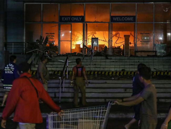 The fire at the shopping mall in Davao City. Picture: AFP