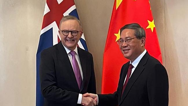 Prime Minister Anthony Albanese meets with China’s Premier Li Qiang at the ASEAN summit in Laos. Image: supplied