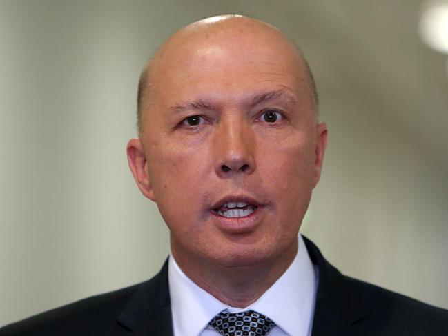 Home Affairs Minister Peter Dutton at Parliament House in Canberra.