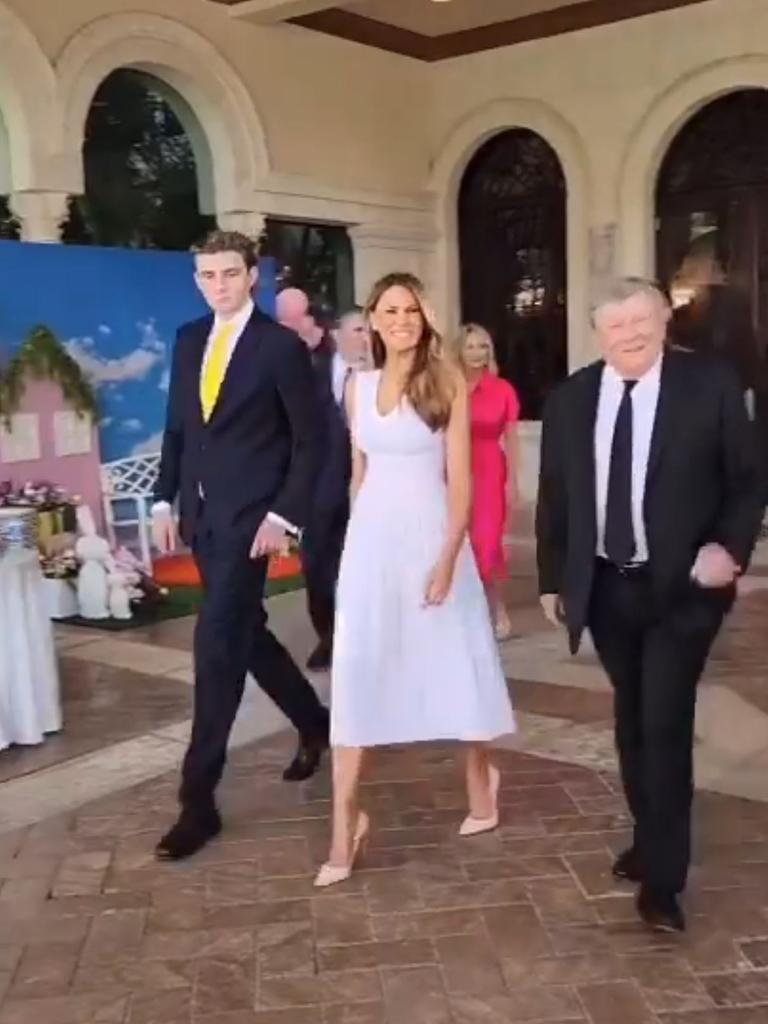 Barron step out with mother Melania and grandfather Victor Knavs. Picture: MelaniaJTrump/Twitter