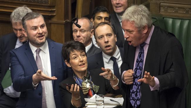 John Bercow copes assertively with MPs from his perch in the House of Commons. Picture: AP