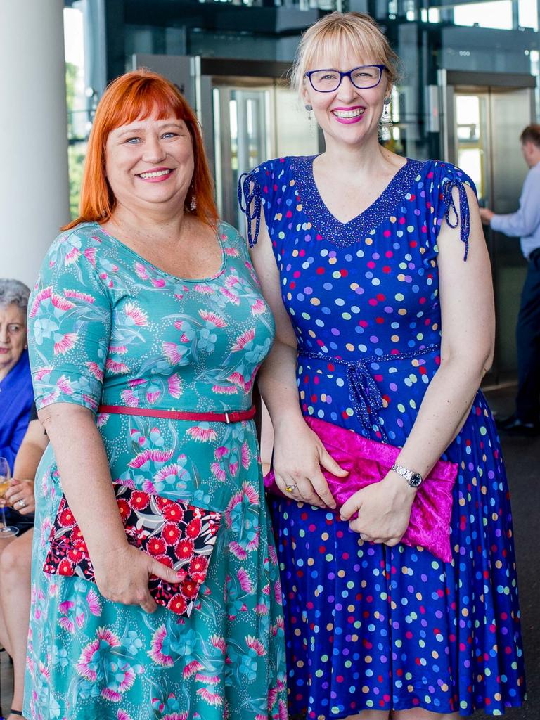 Ali Francis and Katherine Dent at the launch of Deanne Mayocchi and Julie Tomaszewski's BLOOM Collection at Lumiere Events, Brisbane. Socials: Damien Anthony Rossi | Picture: Kate Luke Photography