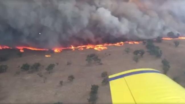 The view from the RFS plane of the Sir Ivan Fire, in the NSW Central West, which has breached containment lines.