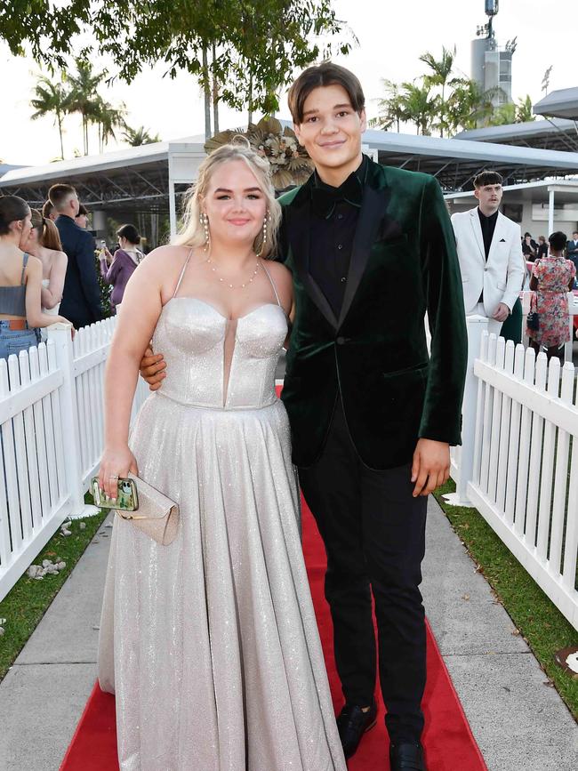 Chelseas Bitossi and Rhys Wilburn at the 2023 Caloundra State High School Year 12 formal. Picture: Patrick Woods.