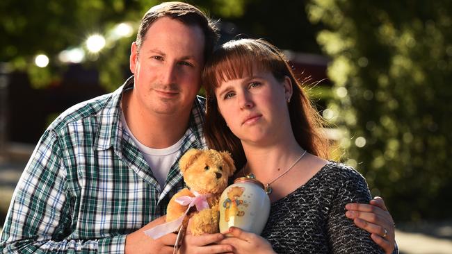 Natasha and Ben Mc Millan lost their daughter during birth at Bacchus Marsh hospital. Picture: Rob Leeson.