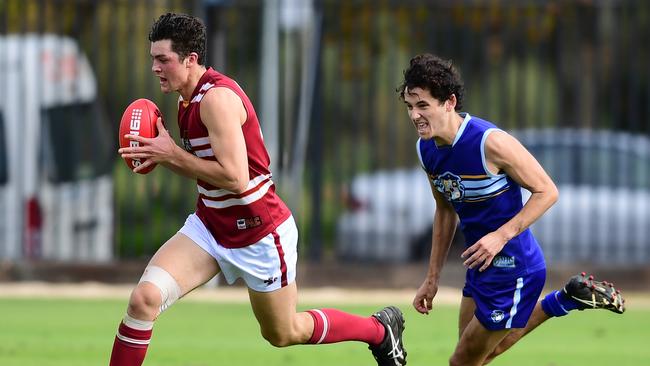 Karl Finlay in action for Prince Alfred College this year. He was among SA’s best in its under-18 national championship opener against WA. Picture: Mark Brake (AAP).