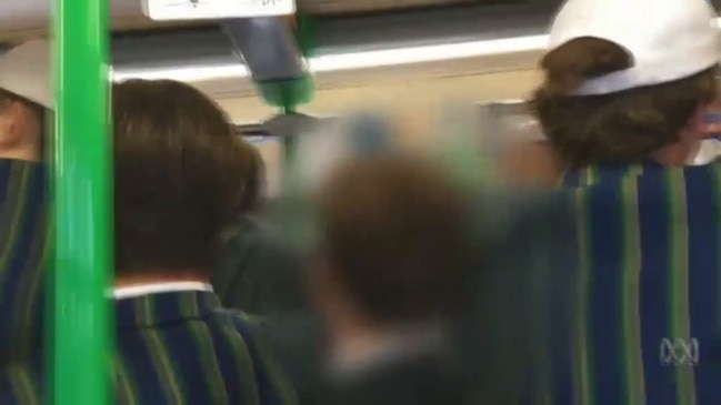 Students' 'disgusting' chant on tram (ABC)