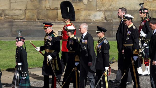 King Charles III flanked by Britain's Princess Anne, Princess Royal, Britain's Prince Andrew, Duke of York and Britain's Prince Edward, Earl of Wessex. Picture AFP