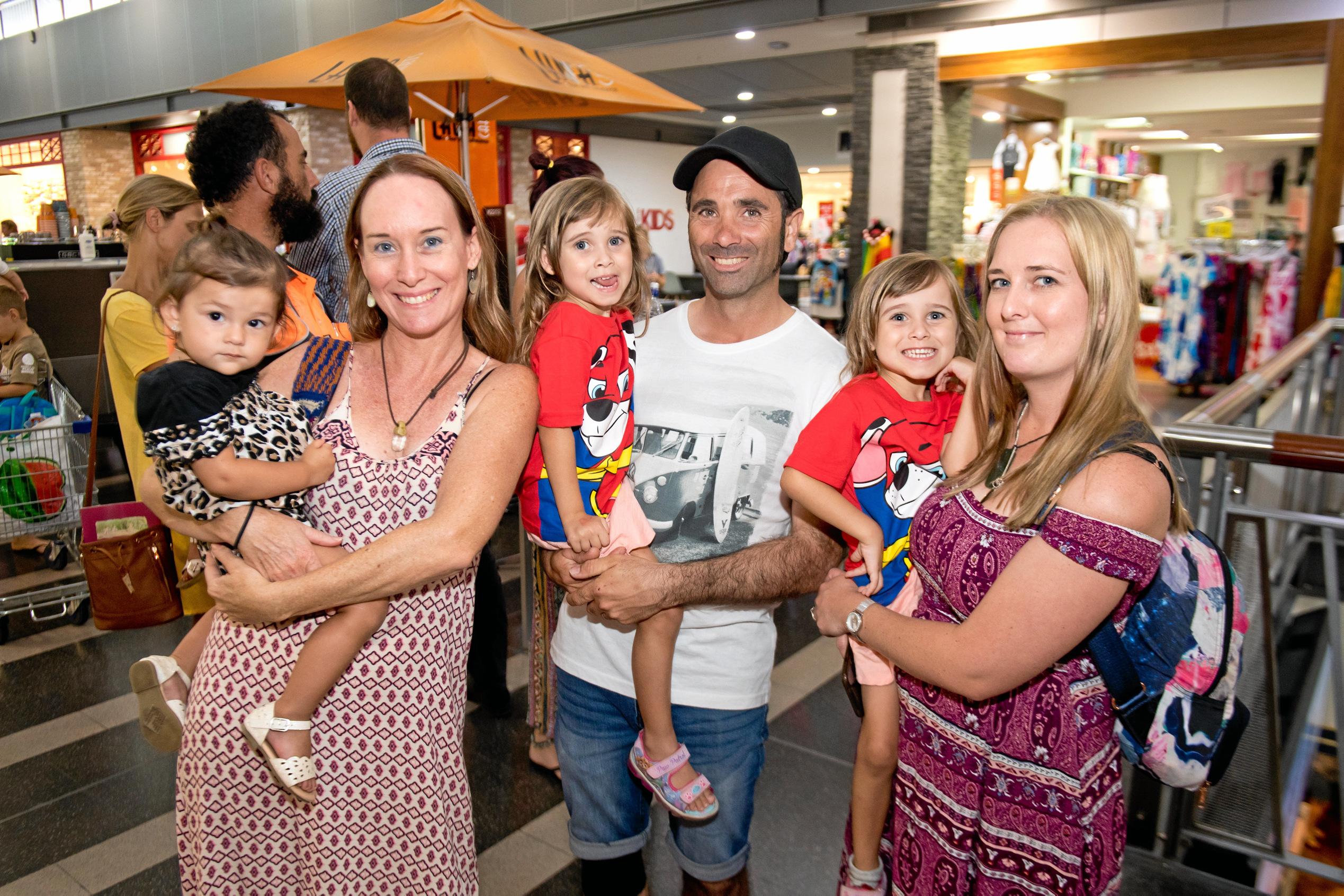 Lennox Bleakley, 3, and Kailee Potter wait for Paw Patrol at the Caneland Central 40th birthday celebrations. Picture: Emma Murray