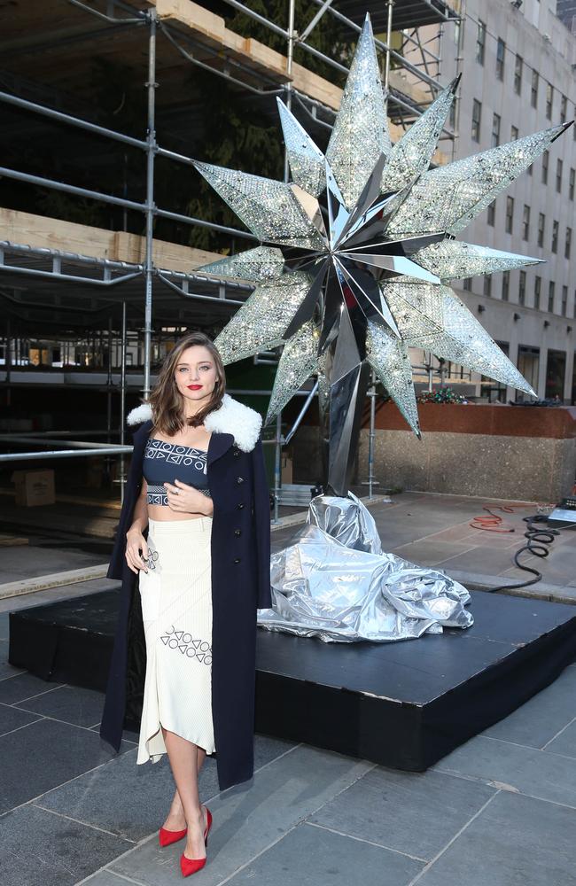 Miranda Kerr attends the Swarovski Star Raising For 2015 Rockefeller Center Christmas Tree at Rockefeller Plaza on November 16, 2015 in New York City. Picture: Getty