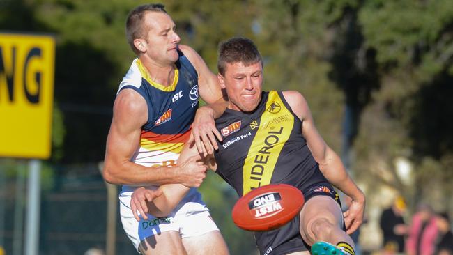 Glenelg forward Luke Reynolds bagged six goals against Port Adelaide. Picture: Brenton Edwards/AAP