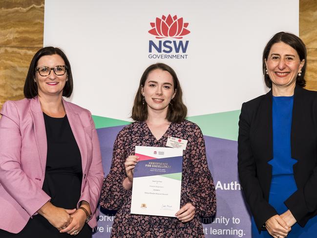 2019 HSC First in Course Ceremony, Olivia Russell from Gosford High School. Photo: Anna Warr