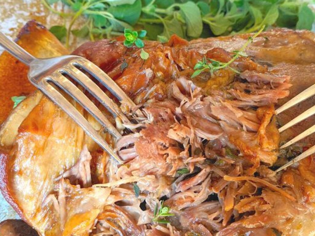 Slow cooker pulled lamb.