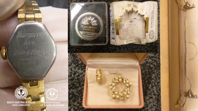 Some of the jewellery found by police at the Kapunda home. Photo: SA Police