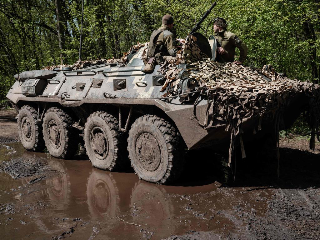 Ukrainian soldiers sit on a Armoured personnel carrier (APC) near Slovyansk, eastern Ukraine, amid the Russian invasion of Ukraine. Picture: AFP