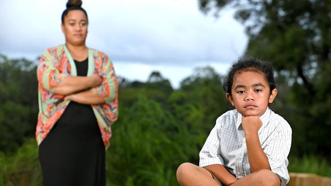 Wendy Taniela with her 5 year old son Cyrus Taniela. (AAP image, John Gass)