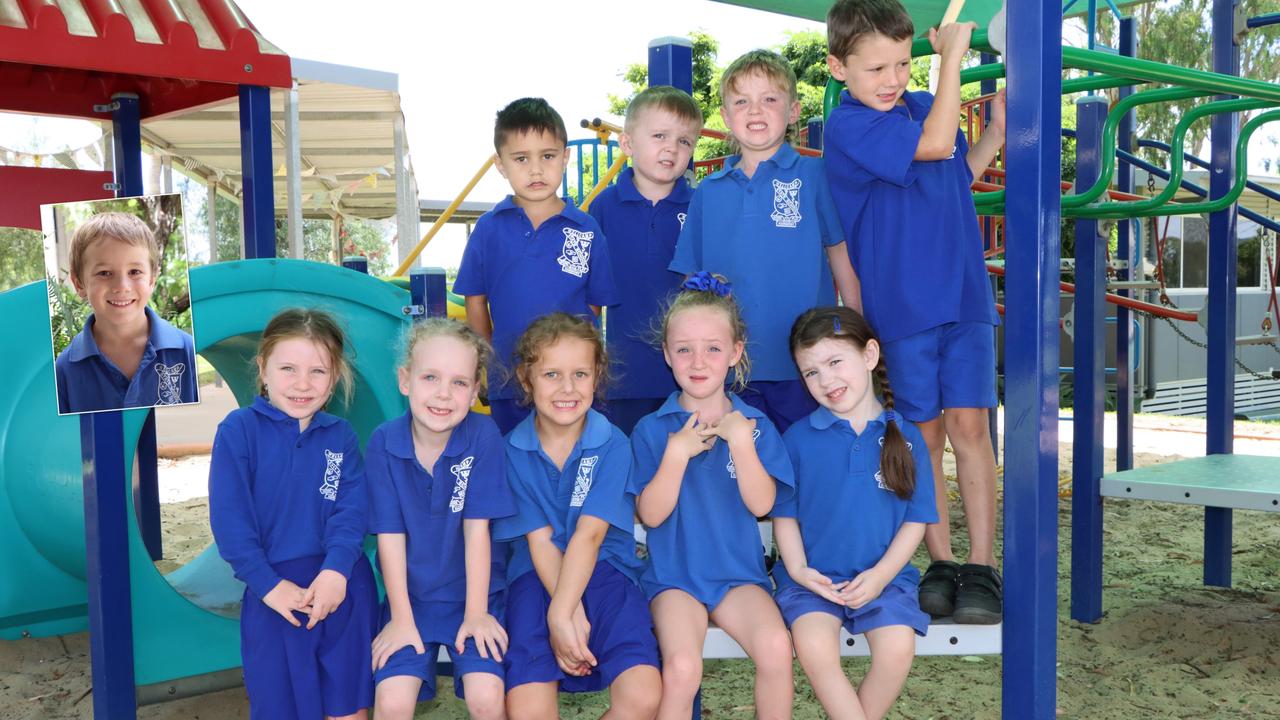 MY FIRST YEAR 2024: Wellcamp State School Prep students (front) Blake, Freja, Elora, Amber, Aurora and (back) Carter, Nate, Jack, Clarence. Inset: Spencer.