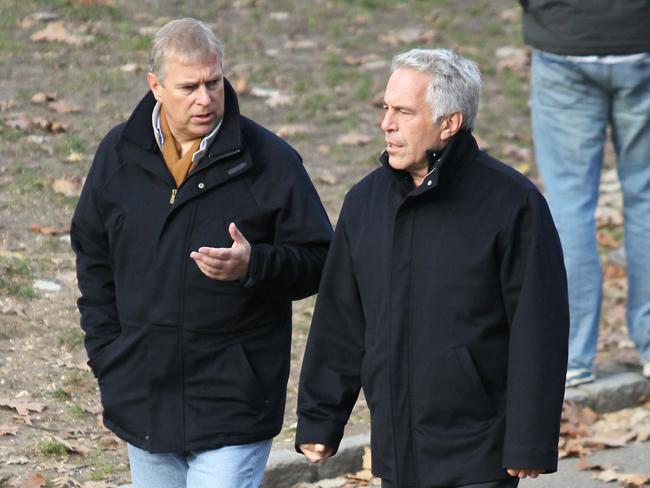 Prince Andrew and Jeffrey Epstein go for a stroll together through New York's Central Park. Picture: News of the World