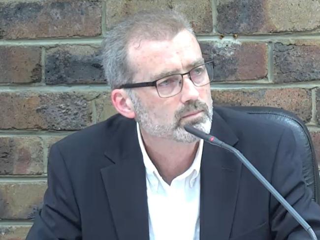 Dr Sean Tobin, Senior Medical Officer, Communicable Diseases Branch, NSW Health, gives evidence at the Special Inquiry into the Ruby Princess on Tuesday morning, June 2020.