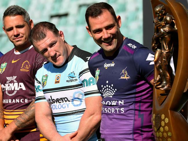 Gallen and Smith at the NRL Captain’s Call. Picture: Gregg Porteous