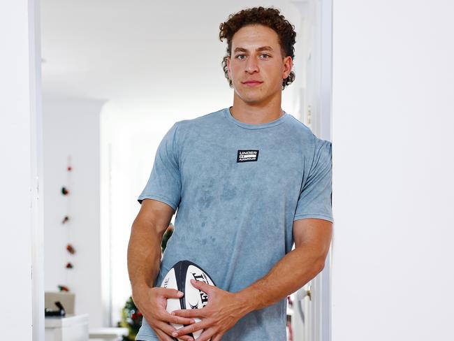 Rugby Union young gun Mark Nawaqanitawase pictured at home in Sydney. Mark will play league in 2025. Picture: Sam Ruttyn