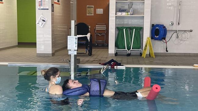 Hamish Cook receiving hydrotherapy treatment at Royal Rehab. Pic Facebook