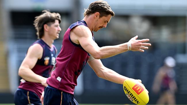 Lions star Joe Daniher is preparing to take on the Geelong Cats. Picture: Bradley Kanaris / Getty Images