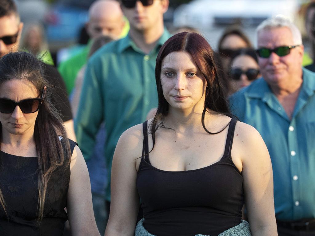 Kelly Wilkinson’s family arrive at the vigil. Picture: Nigel Hallett