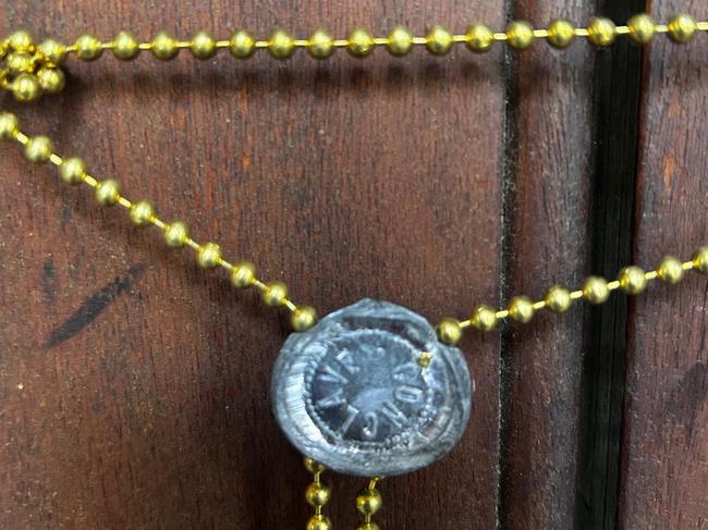 The seal with a word ”Conclave” as the entrances to the Apostolic Palace are being closed ahead of the conclave to elect the next pope in The Vatican. (Picture: Vatican Media/AFP