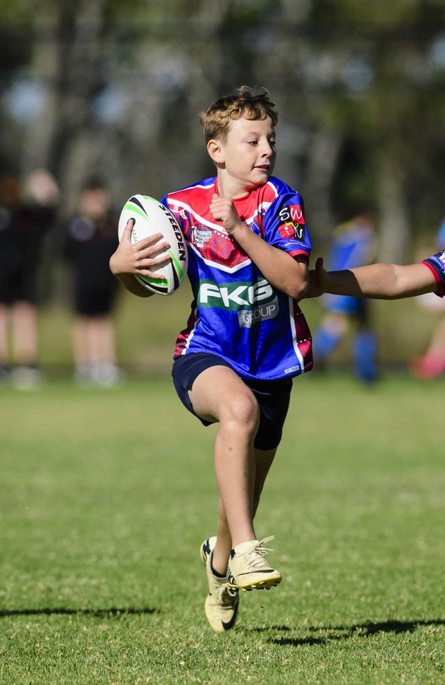 Jazon Martin of Highfields State School in the inaugural Primary Interschools Reconciliation Touch Carnival hosted by Glenvale State School, Wednesday, May 28, 2025. Picture: Kevin Farmer