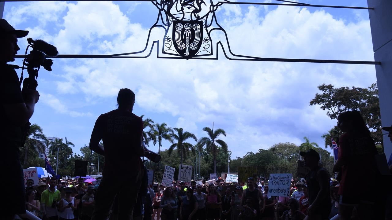 Faces from Darwin's Freedom Rally at Parliament House. Picture: Amanda Parkinson