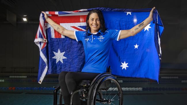 Para-triathlete Lauren Parker is at her first Games and a contender for gold. Picture: Nigel Hallett.