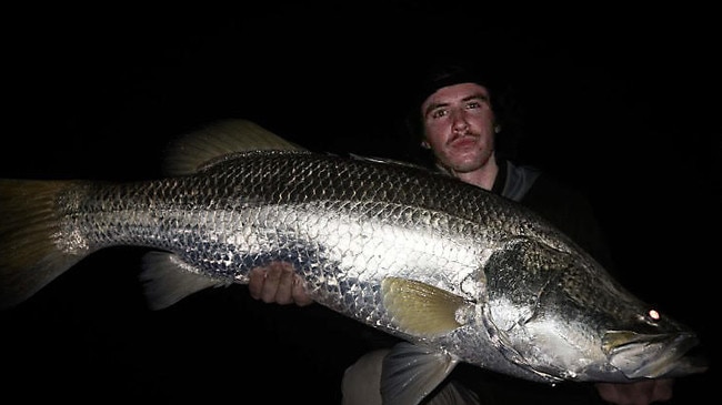 Riley Mcconachy caught this after-dark 98cm barra working a surface lure at Shady Camp. Picture: Supplied