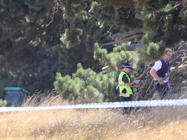 Police scour the area. Picture: Mark Wilson